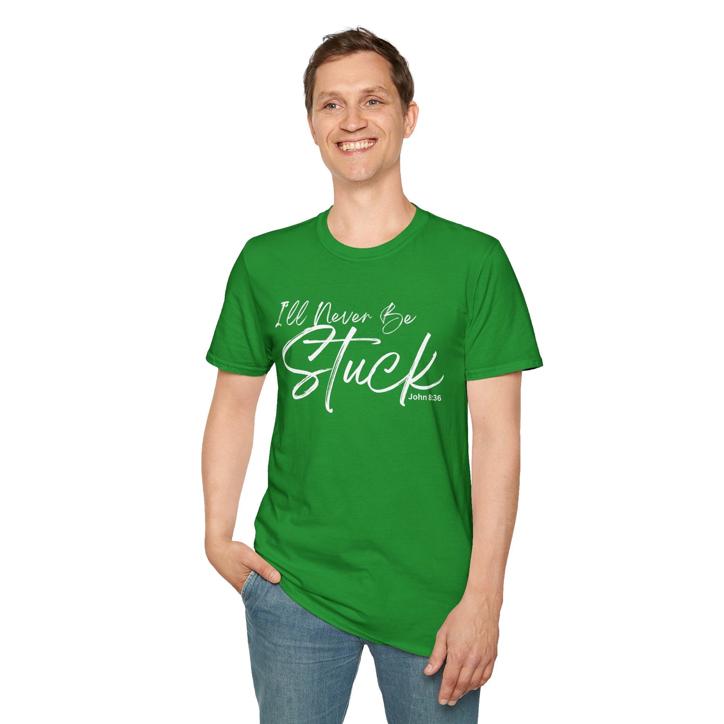 Affirmation T-Shirt - Divinely Sown I'll Never Be Stuck Unisex Softstyle Tee