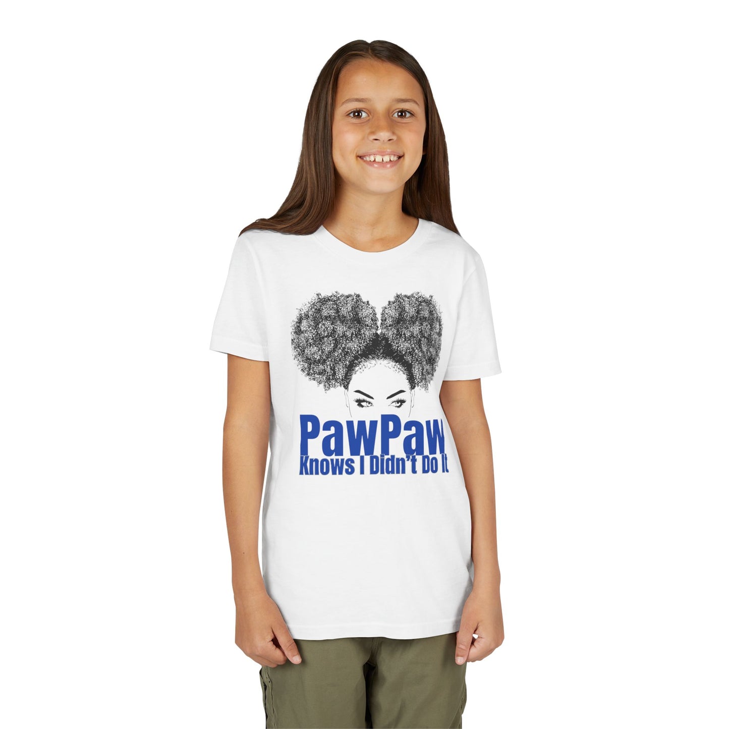 Youth Tee - PawPaw Knows I Didn't Do It Short Sleeve T-Shirt for Girls by Divinely Sown