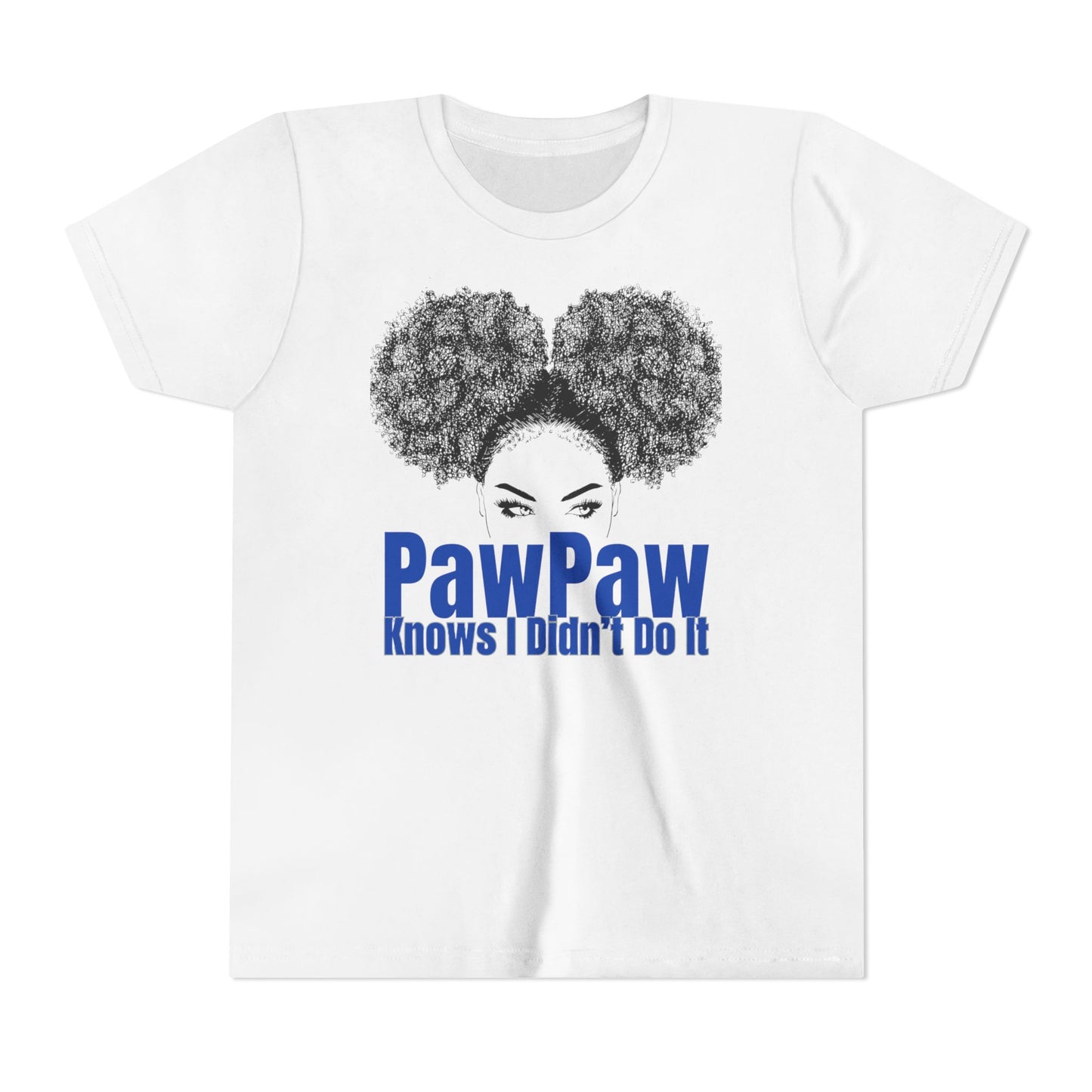 Youth Tee - PawPaw Knows I Didn't Do It Short Sleeve T-Shirt for Girls by Divinely Sown