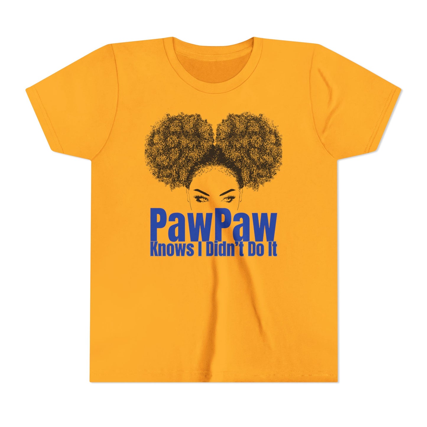 Youth Tee - PawPaw Knows I Didn't Do It Short Sleeve T-Shirt for Girls by Divinely Sown