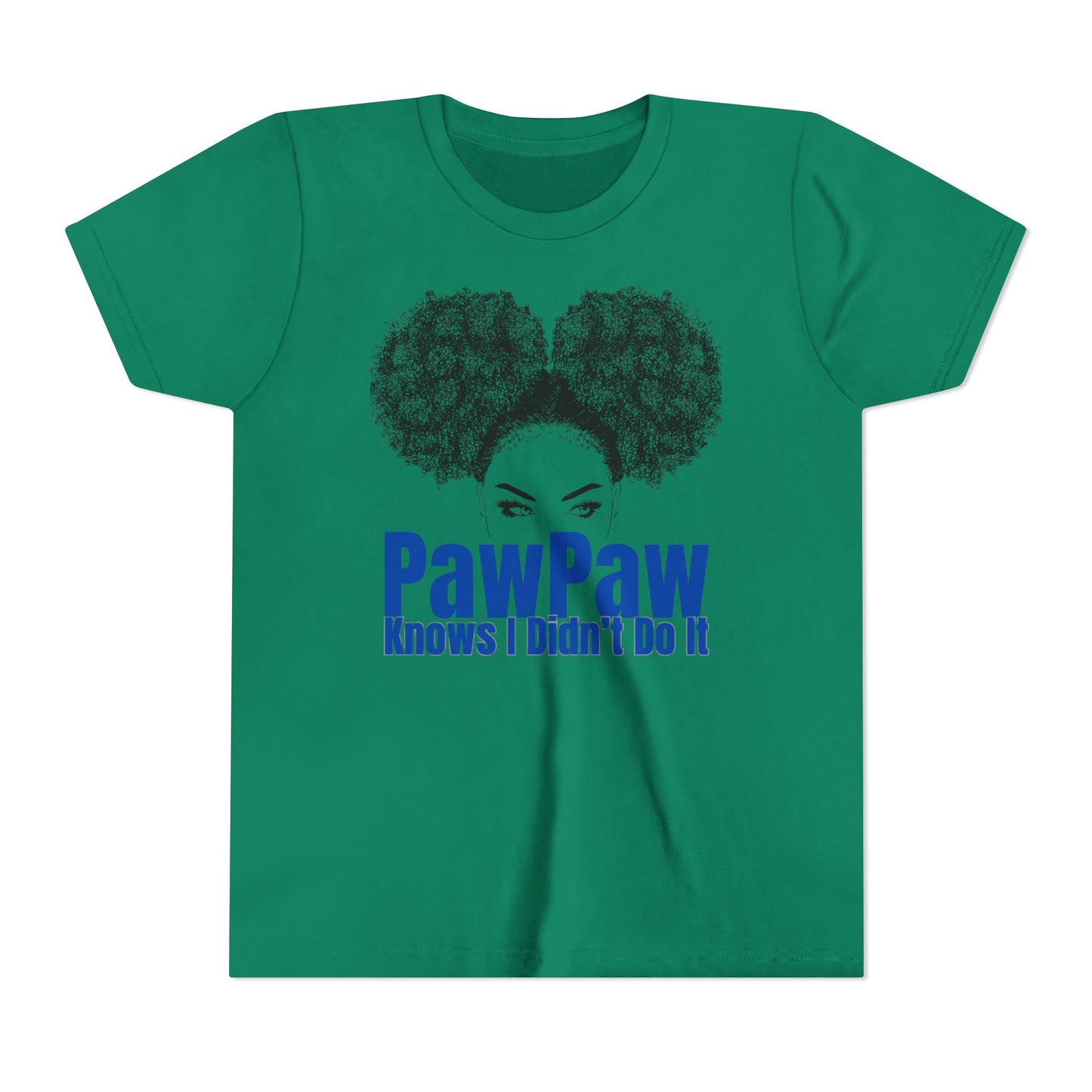 Youth Tee - PawPaw Knows I Didn't Do It Short Sleeve T-Shirt for Girls by Divinely Sown
