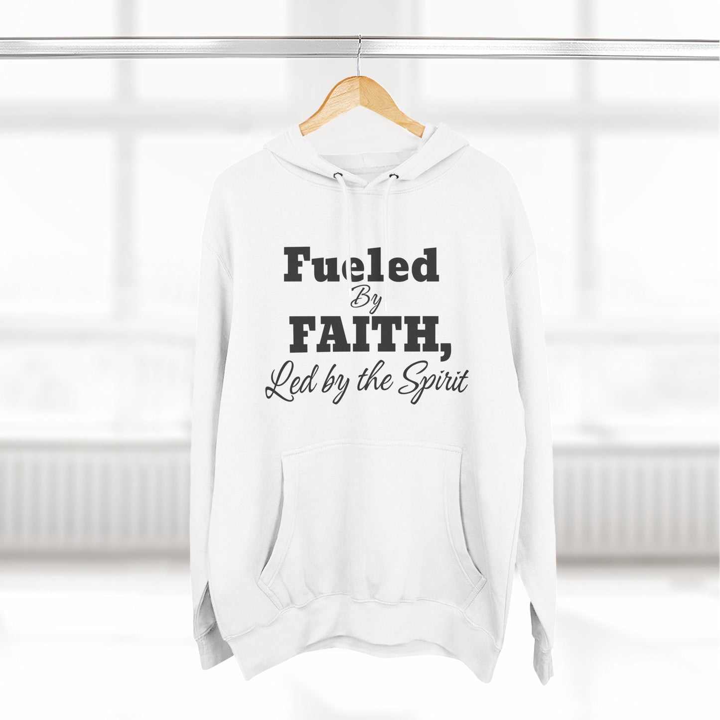 Fleece Hoodie Fueled by Faith-Led By The Spirit Cozy Three-Panel Design by Divinely Sown