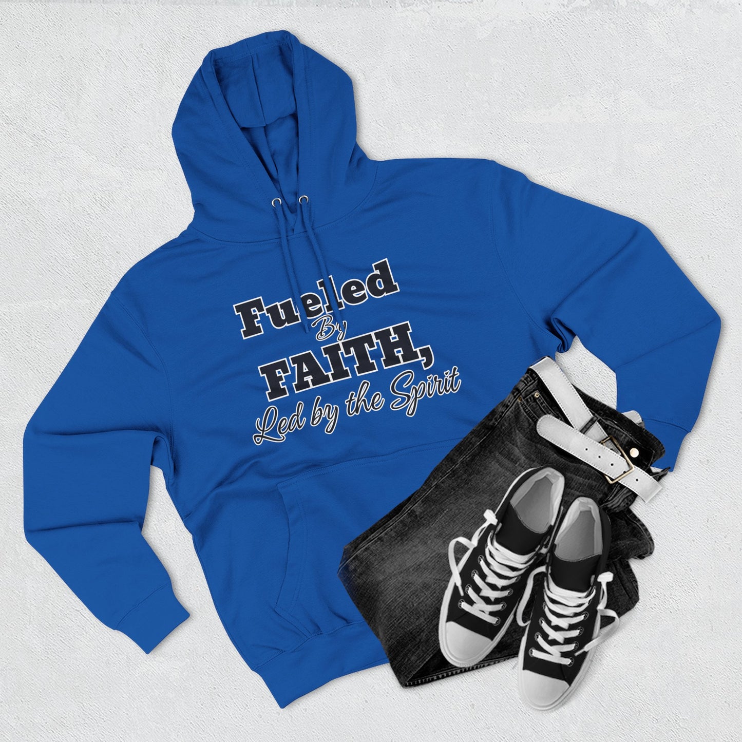Fleece Hoodie Fueled by Faith-Led By The Spirit Cozy Three-Panel Design by Divinely Sown