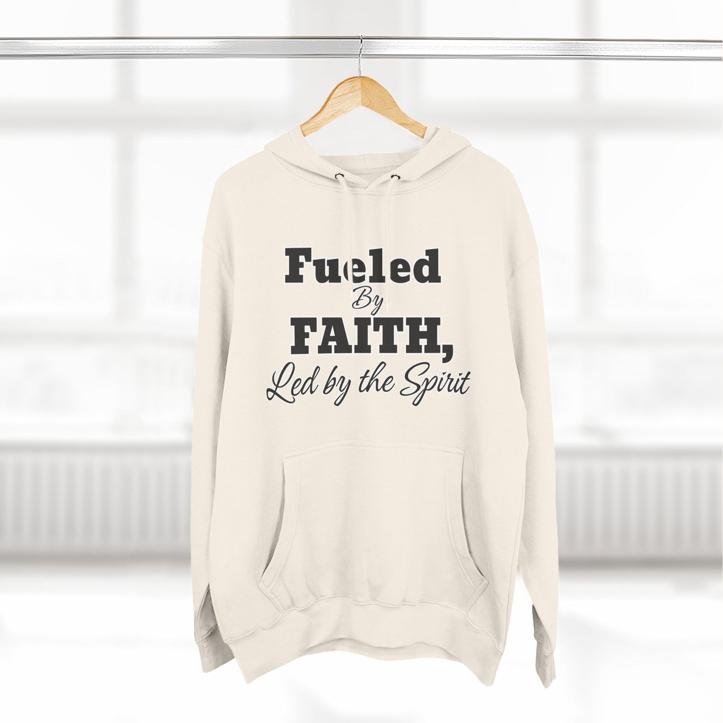 Fleece Hoodie Fueled by Faith-Led By The Spirit Cozy Three-Panel Design by Divinely Sown