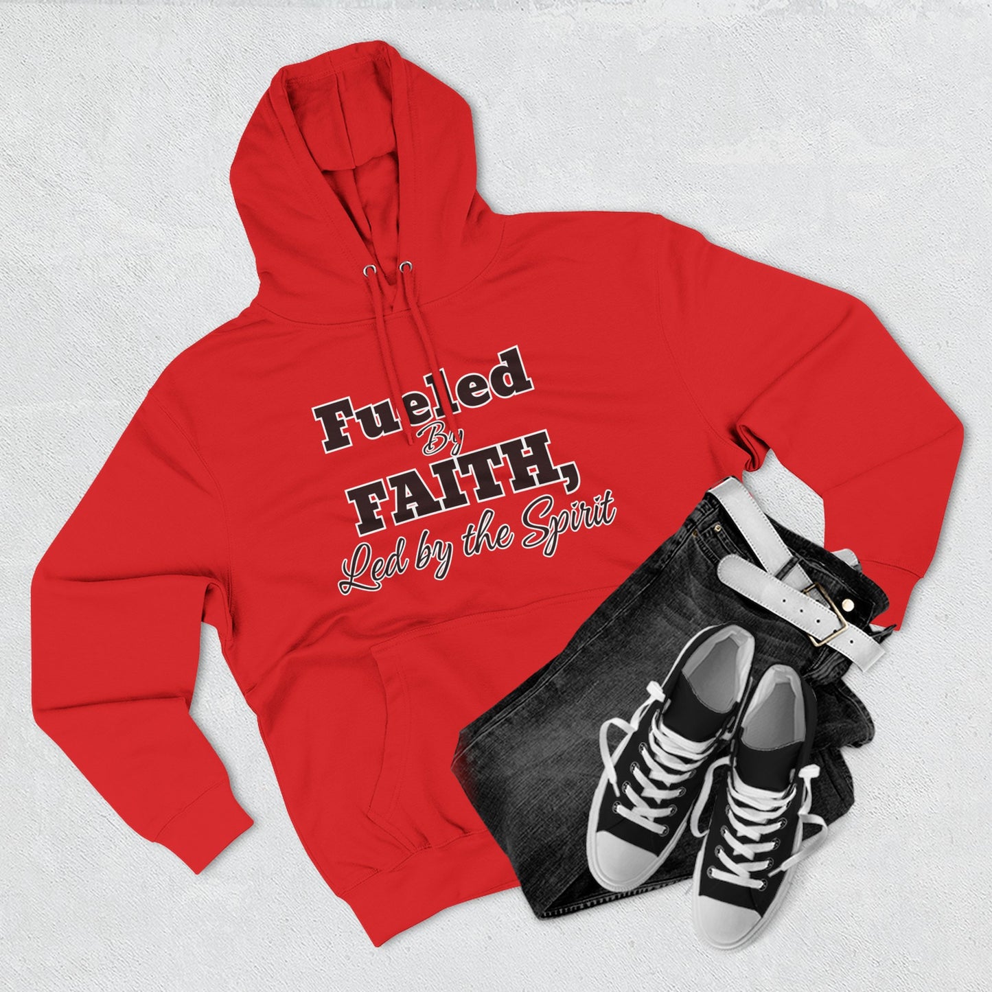 Fleece Hoodie Fueled by Faith-Led By The Spirit Cozy Three-Panel Design by Divinely Sown