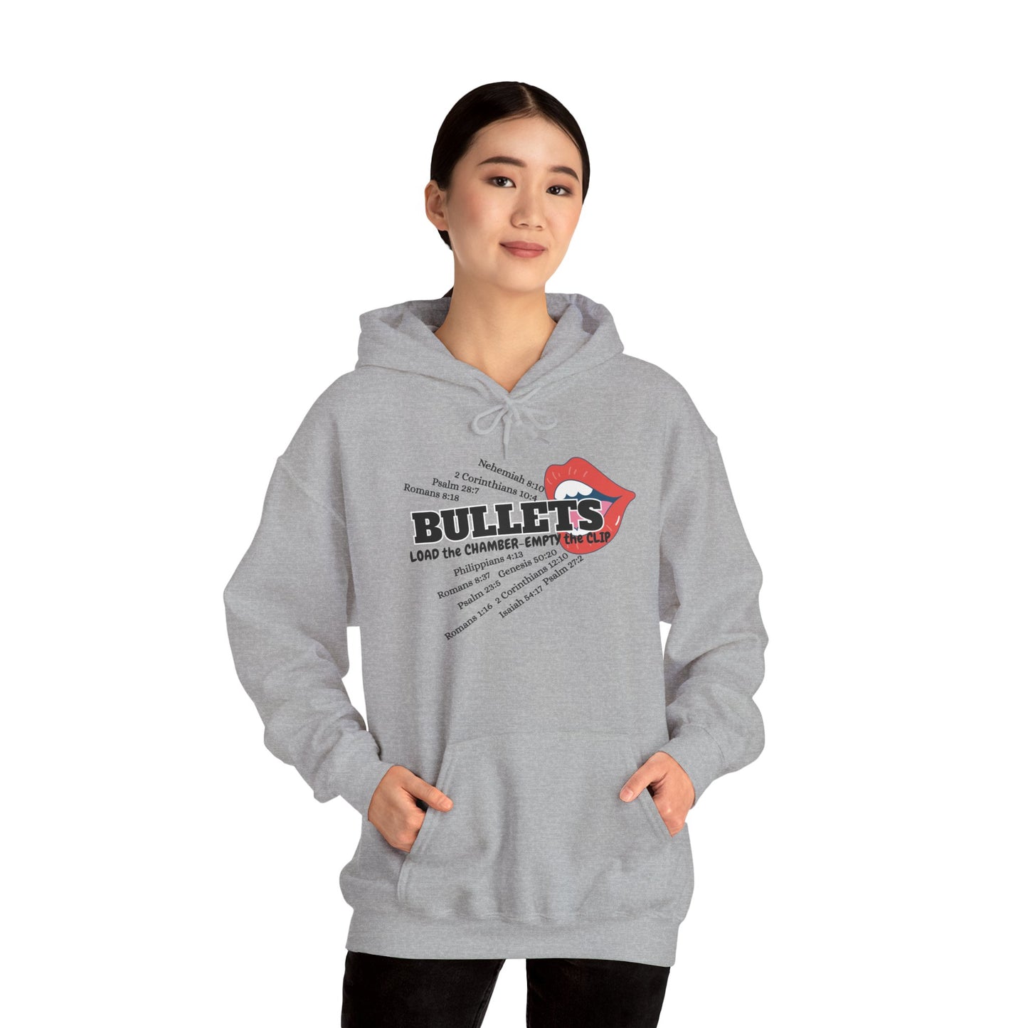 Bullets & Scripture Hoodie — Retro Punk Band Style Pullover by Divinely Sown