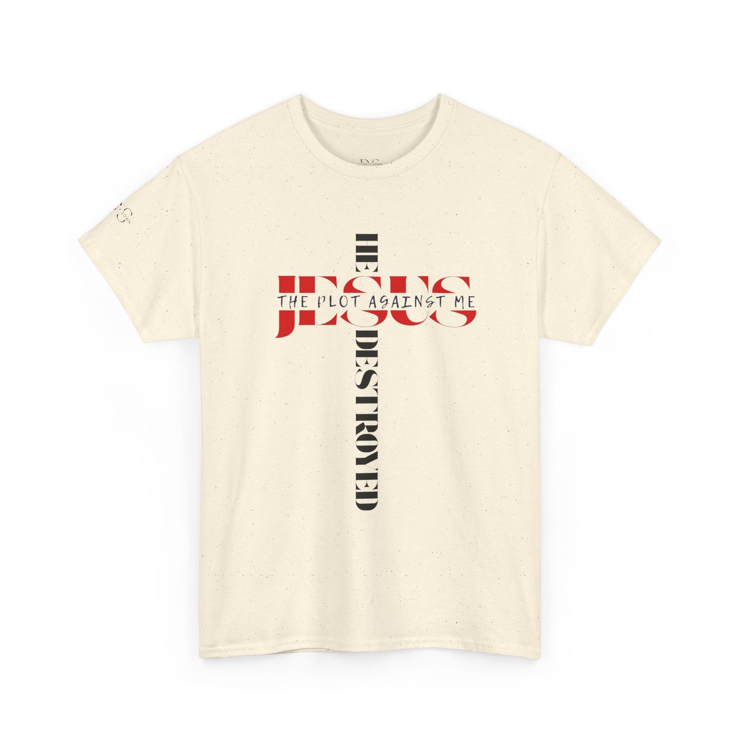 Faith-Inspired Unisex Heavy Cotton Tee - 'Jesus Destroyed The Plot Against Me' by Divinely Sown