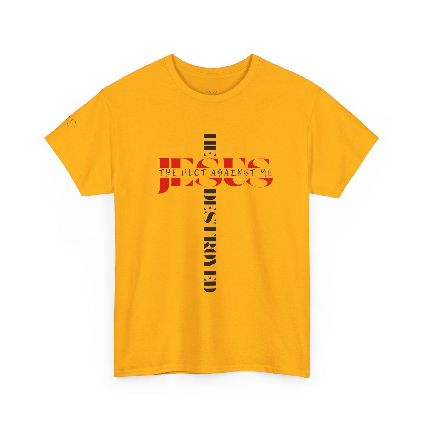 Faith-Inspired Unisex Heavy Cotton Tee - 'Jesus Destroyed The Plot Against Me' by Divinely Sown