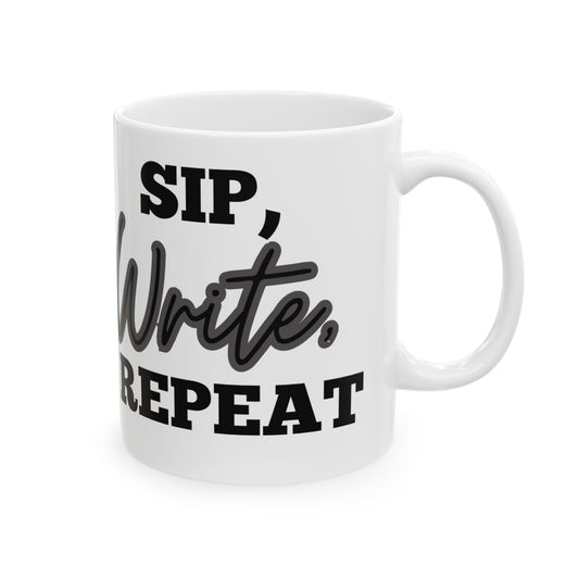 Sip, Write, Repeat Mug by Divinely Sown for the Working Girl Collection