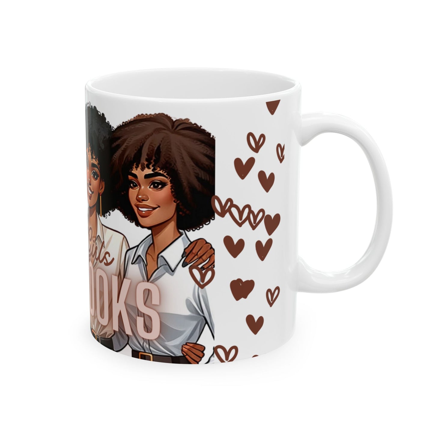 Sisterhood Love Mug Brown Girls Love Books Ceramic Mug 11oz by Divinely Sown