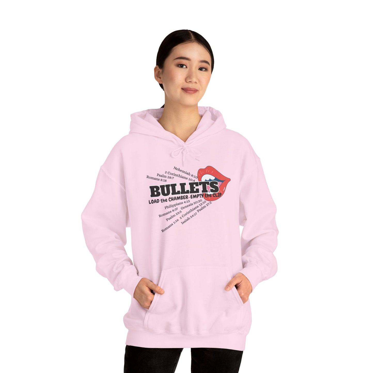 Bullets & Scripture Hoodie — Retro Punk Band Style Pullover by Divinely Sown