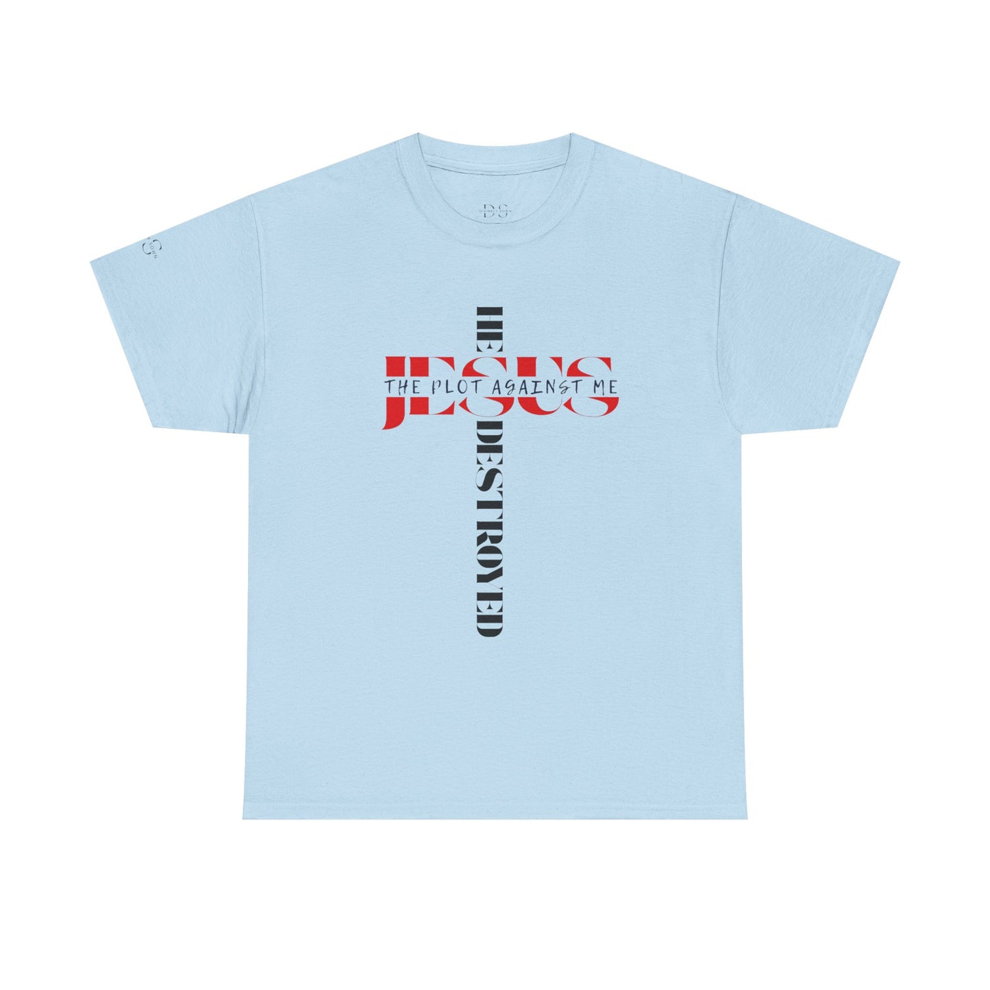 Faith-Inspired Unisex Heavy Cotton Tee - 'Jesus Destroyed The Plot Against Me' by Divinely Sown