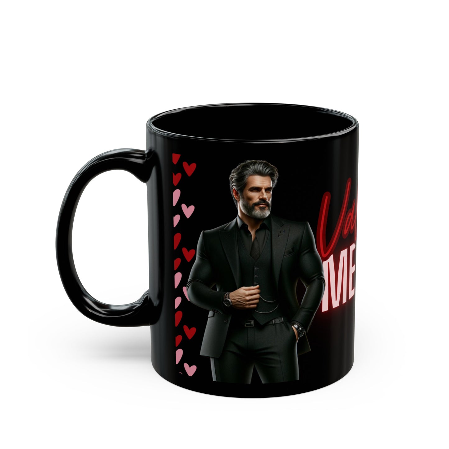 Copy of Valentine Me Please~THE PIERCE MUG, Valentine's Day Treat by Divinely Sown, An 11oz Black Mug With Class & Style