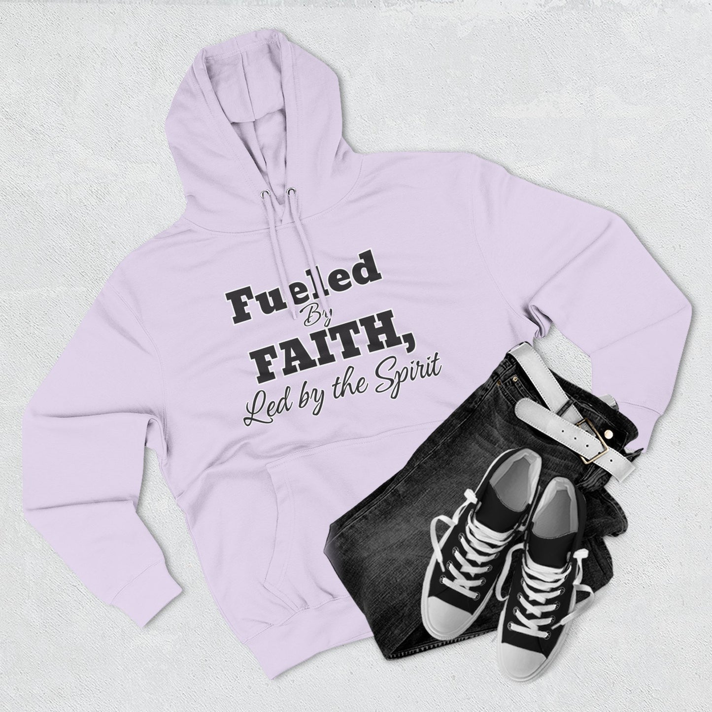 Fleece Hoodie Fueled by Faith-Led By The Spirit Cozy Three-Panel Design by Divinely Sown