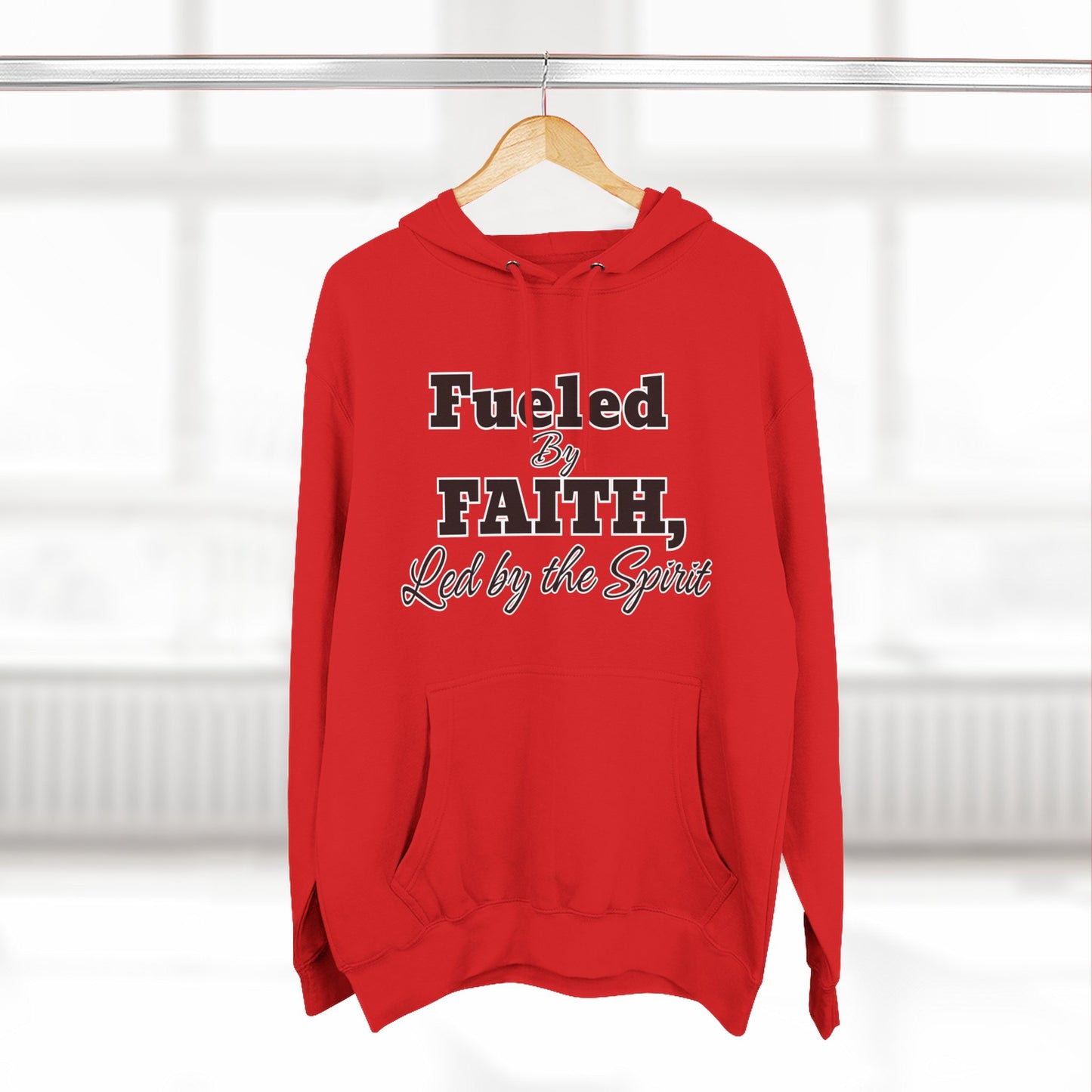 Fleece Hoodie Fueled by Faith-Led By The Spirit Cozy Three-Panel Design by Divinely Sown