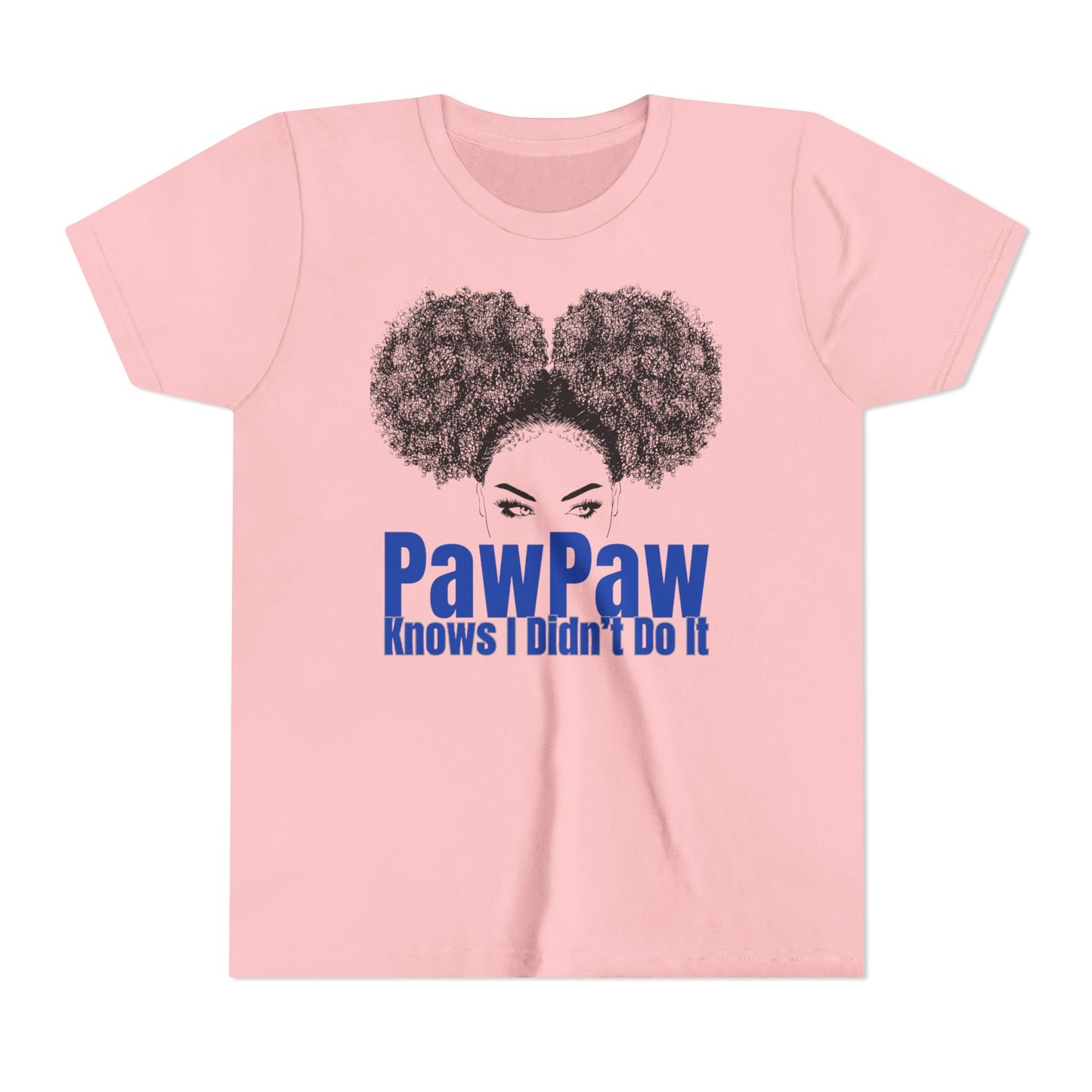 Youth Tee - PawPaw Knows I Didn't Do It Short Sleeve T-Shirt for Girls by Divinely Sown