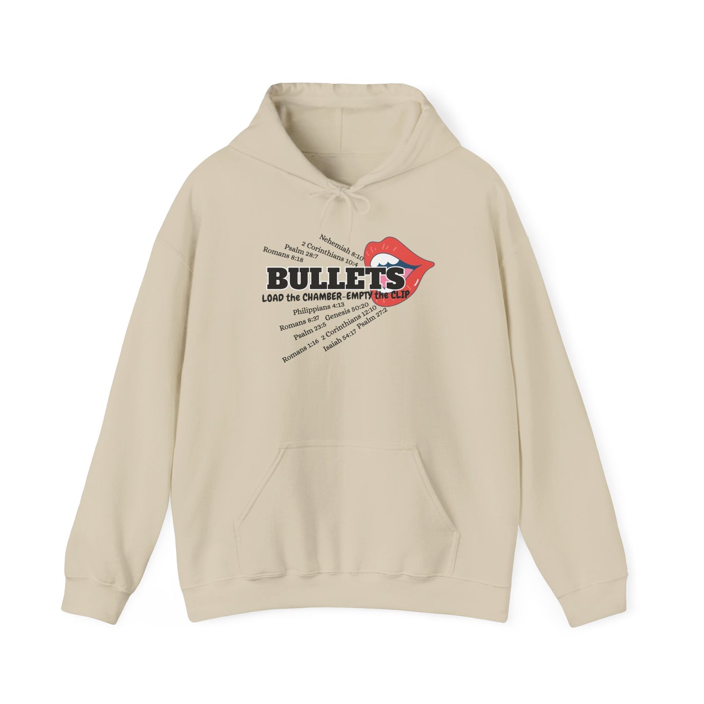 Bullets & Scripture Hoodie — Retro Punk Band Style Pullover by Divinely Sown