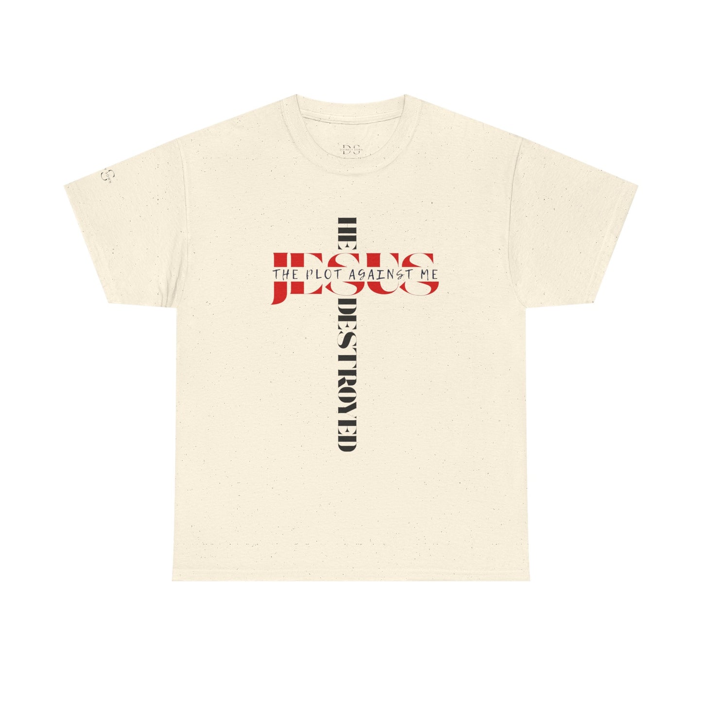 Faith-Inspired Unisex Heavy Cotton Tee - 'Jesus Destroyed The Plot Against Me' by Divinely Sown