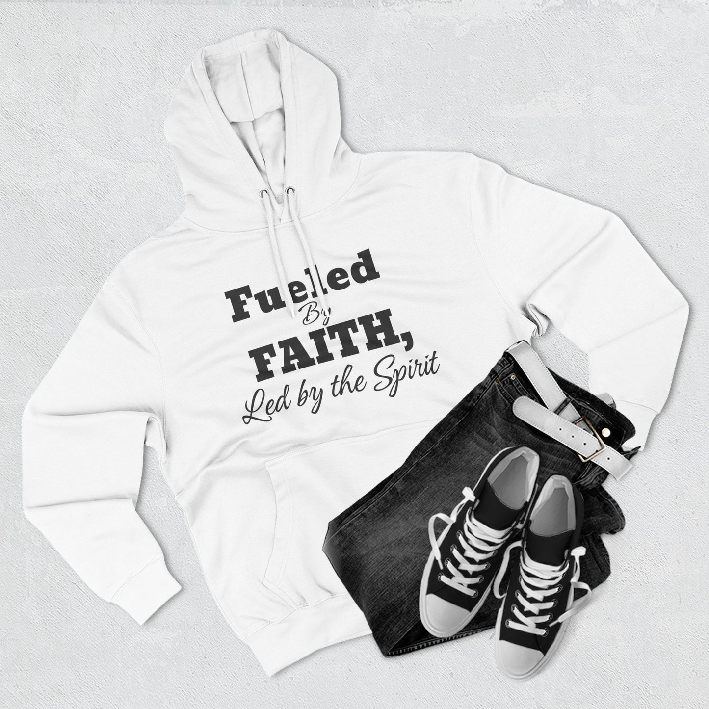 Fleece Hoodie Fueled by Faith-Led By The Spirit Cozy Three-Panel Design by Divinely Sown