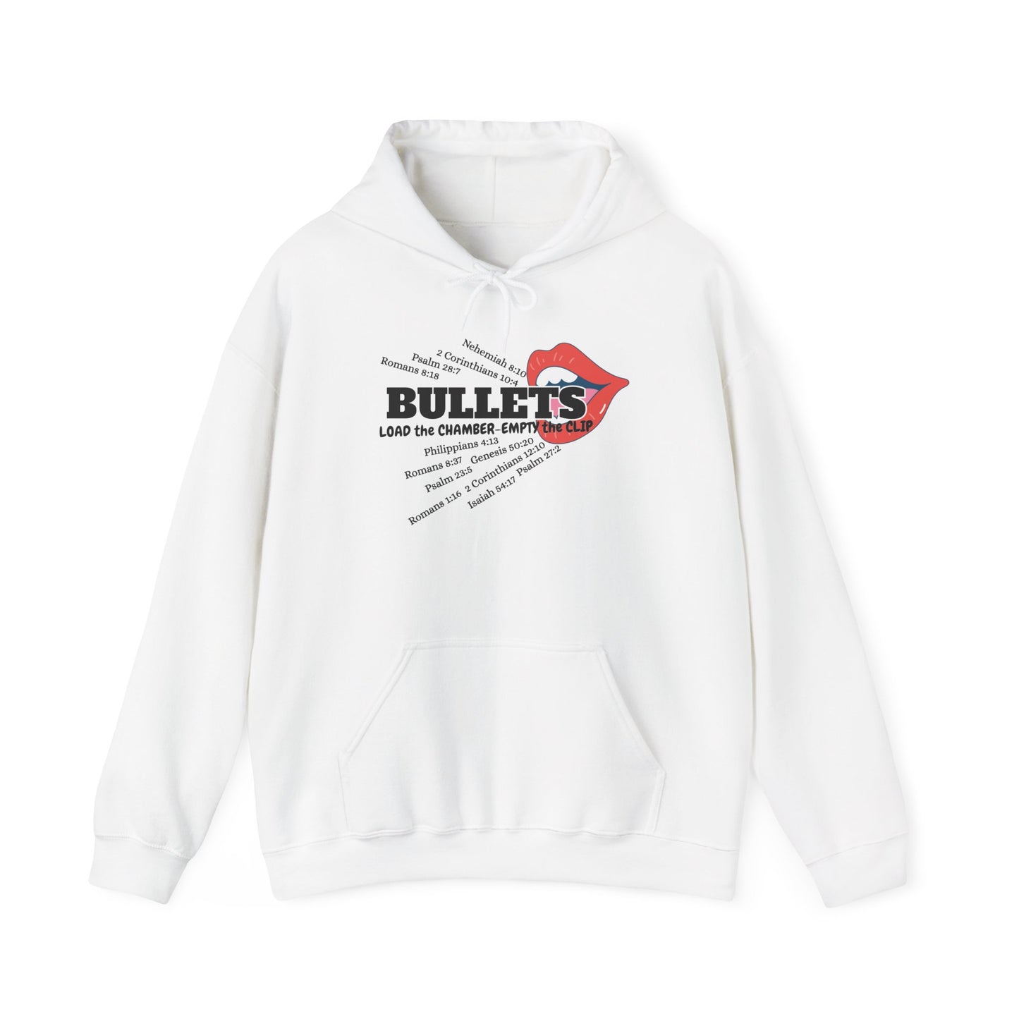 Bullets & Scripture Hoodie — Retro Punk Band Style Pullover by Divinely Sown