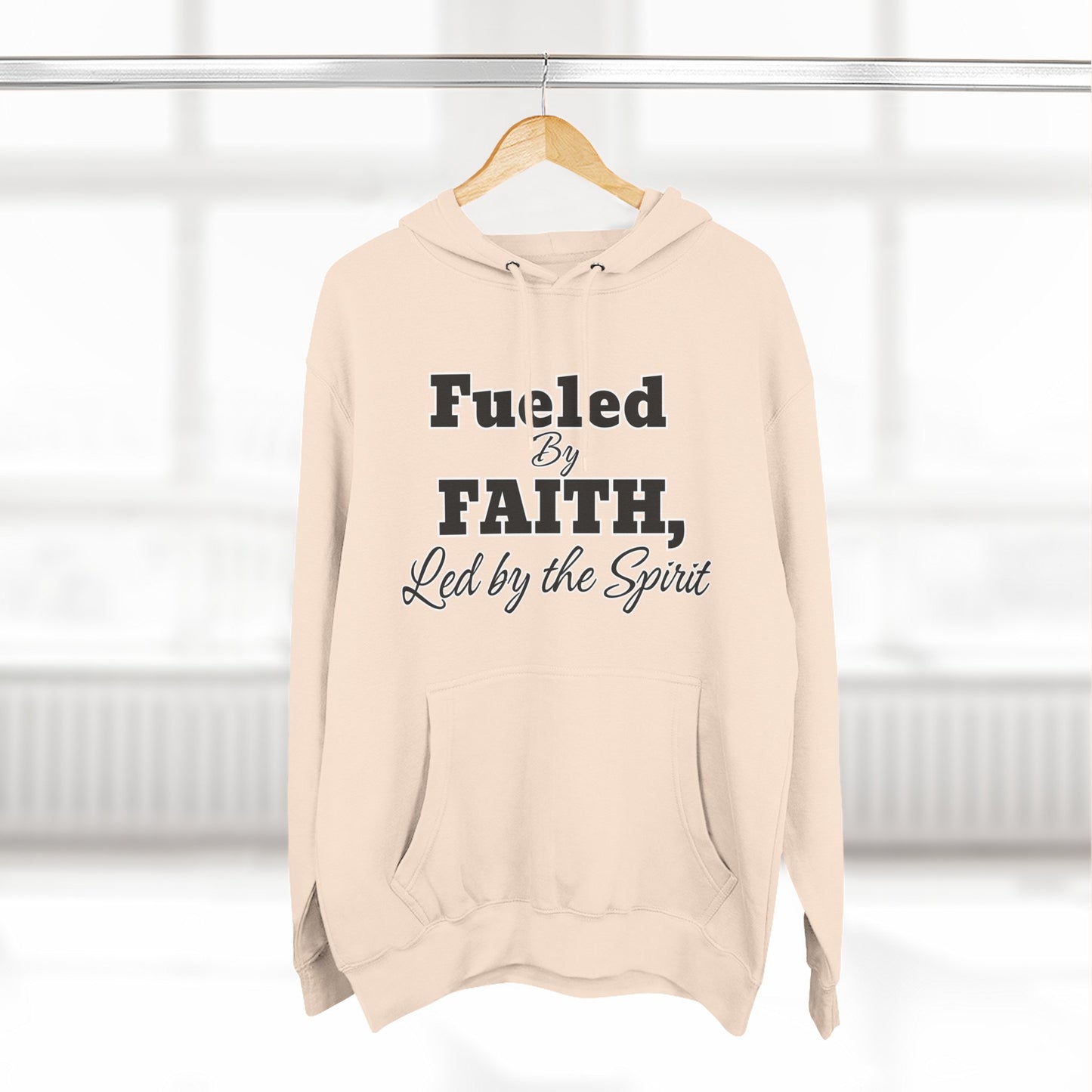 Fleece Hoodie Fueled by Faith-Led By The Spirit Cozy Three-Panel Design by Divinely Sown