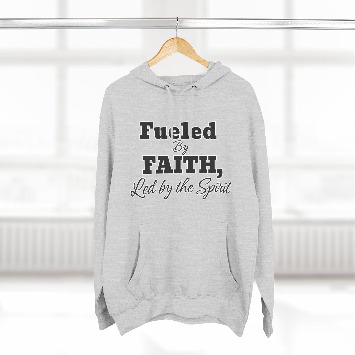 Fleece Hoodie Fueled by Faith-Led By The Spirit Cozy Three-Panel Design by Divinely Sown
