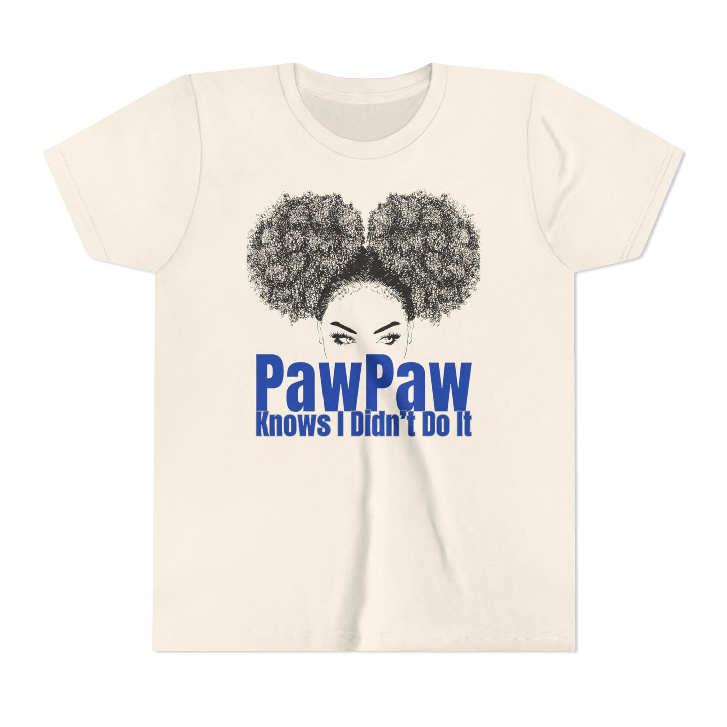 Youth Tee - PawPaw Knows I Didn't Do It Short Sleeve T-Shirt for Girls by Divinely Sown