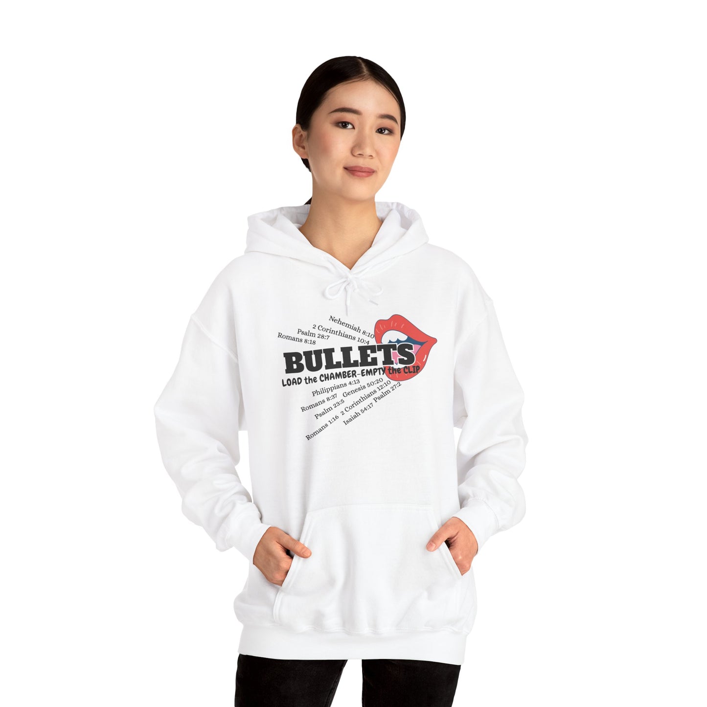 Bullets & Scripture Hoodie — Retro Punk Band Style Pullover by Divinely Sown