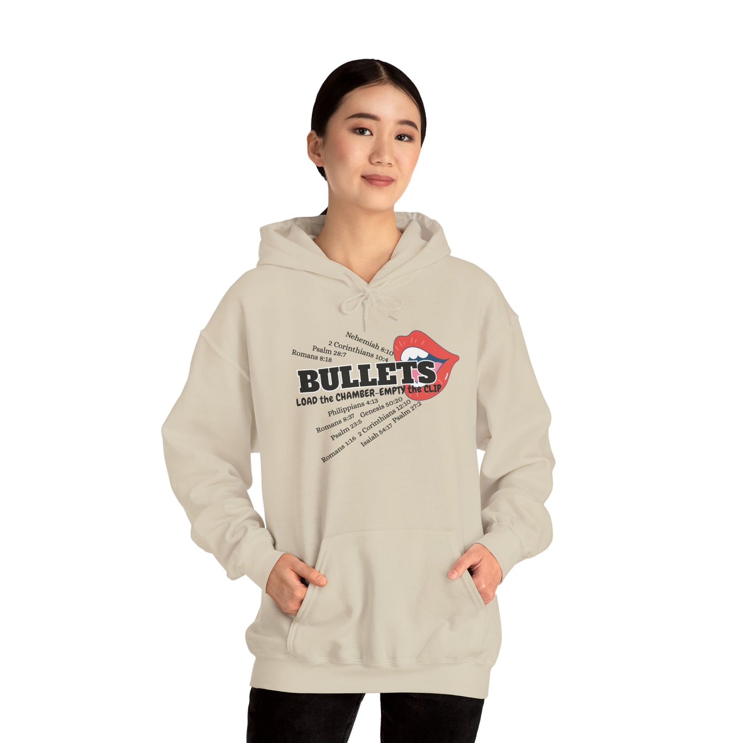 Bullets & Scripture Hoodie — Retro Punk Band Style Pullover by Divinely Sown